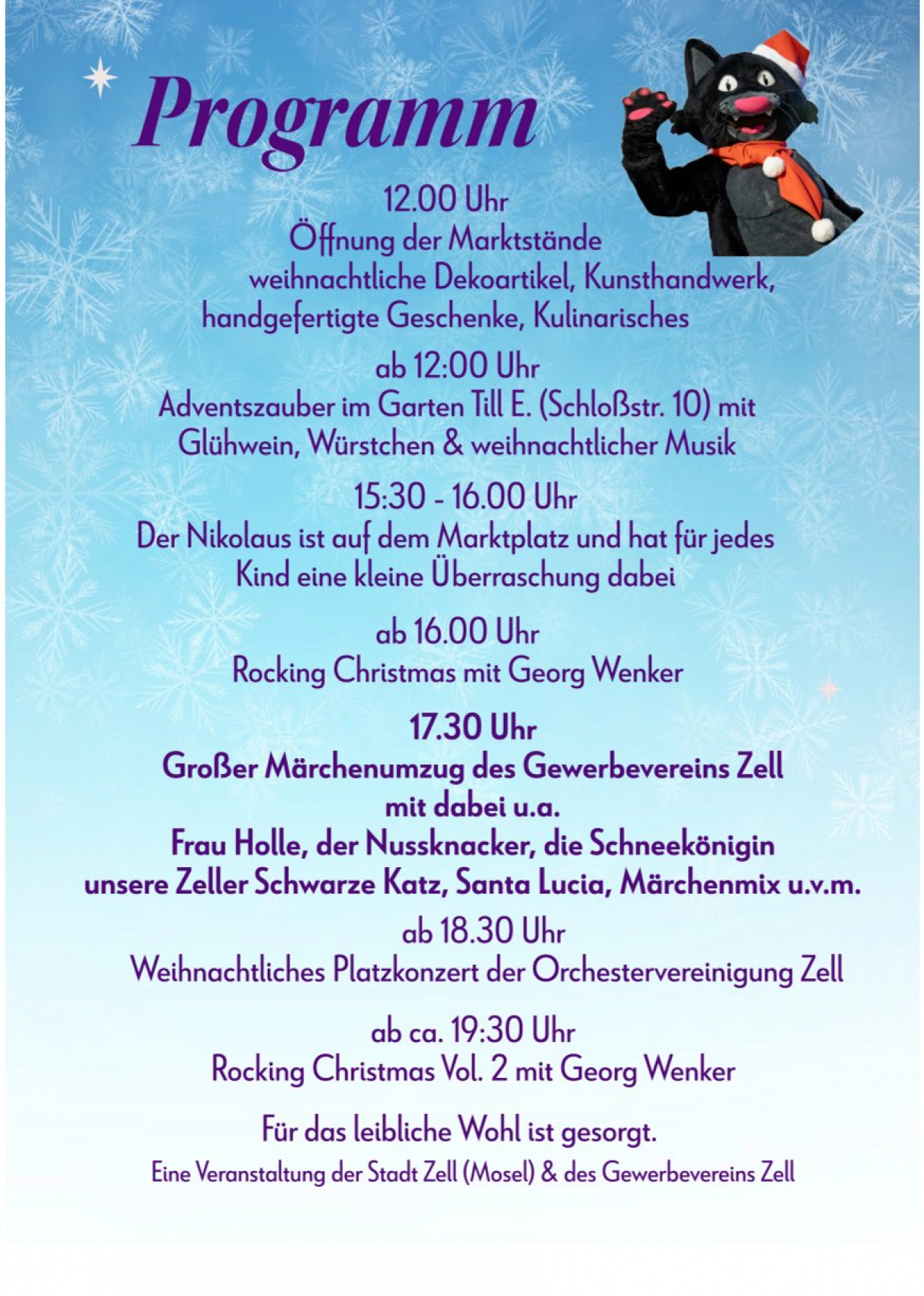 Adventsmarkt und Märchenumzug in Zell 2024 - Tagesplan.