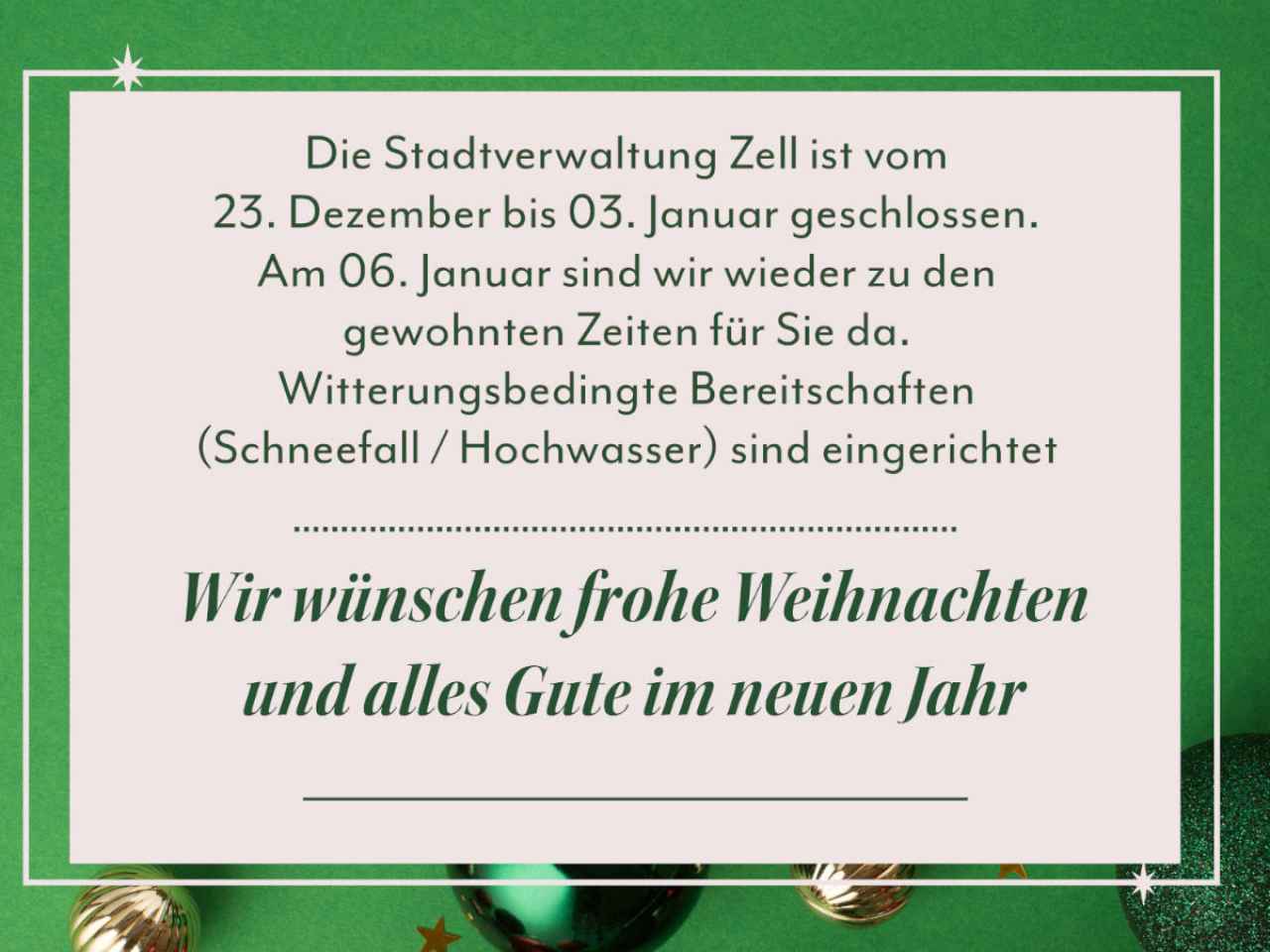 Vorschaubild - Info Schließung Weihnachten 2024.