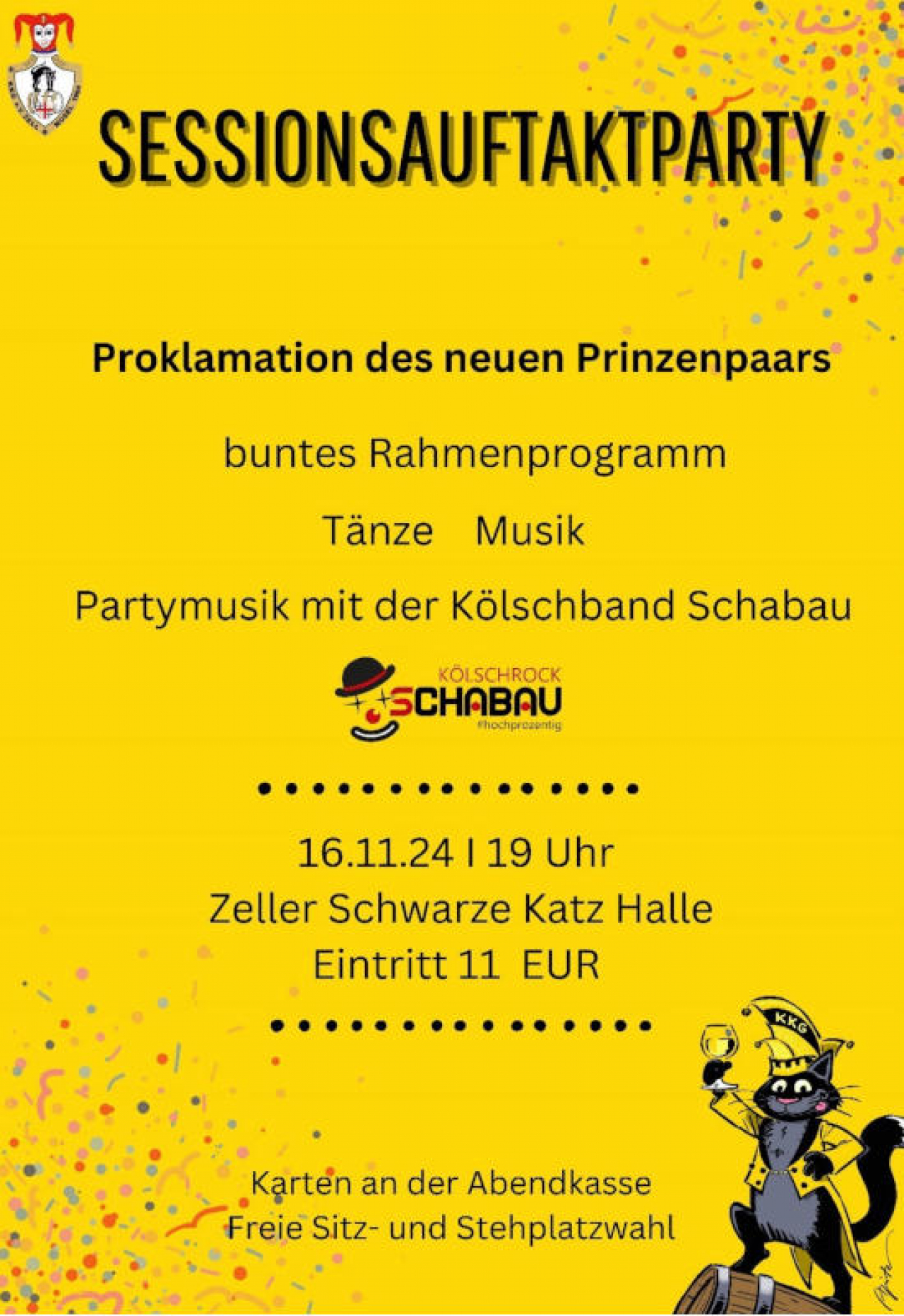 Informationen zur Sessionsauftaktparty 2024/25 der KKG Zell Mosel.