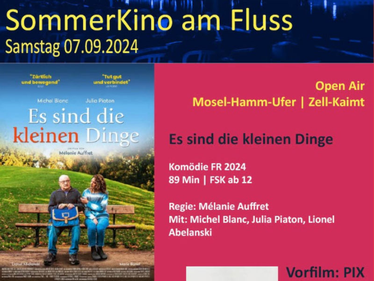 Vorschaubild Sommerkino am Fluss 2024 in Zell-Kaimt.