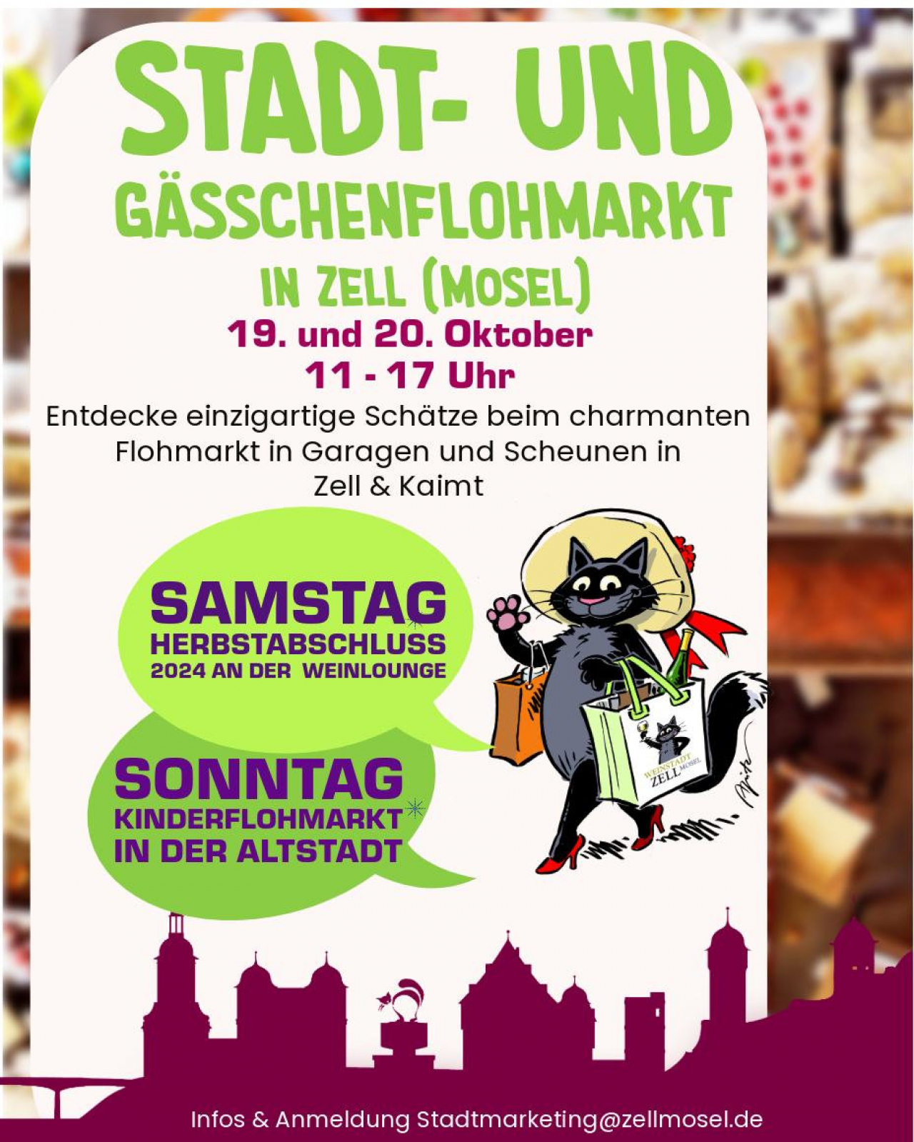 Informationen zum Stadtflohmarkt 2024 in Zell Mosel.