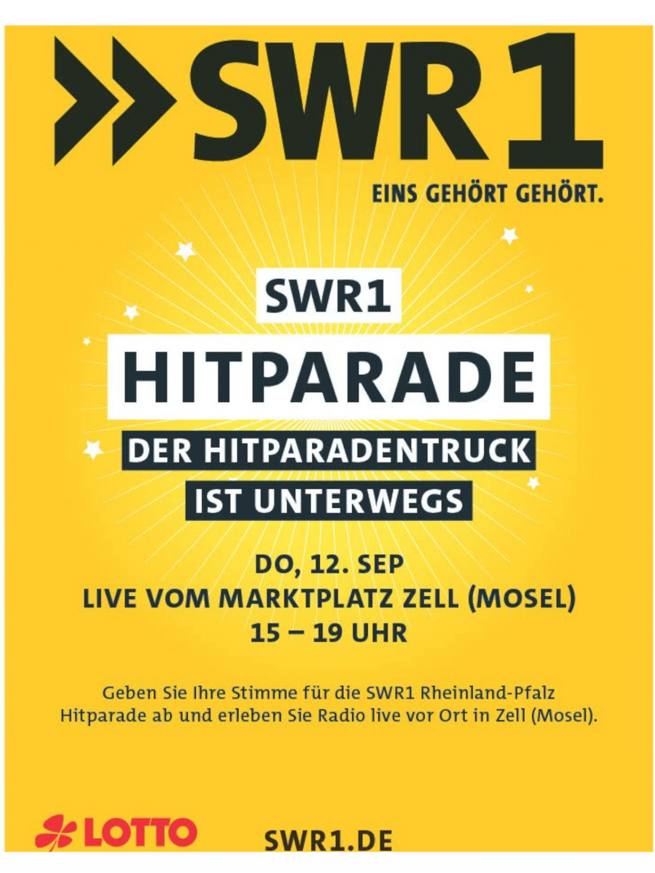 Infos SWR1 Hitparadentruck am 12.09.2024 in Zell Mosel.