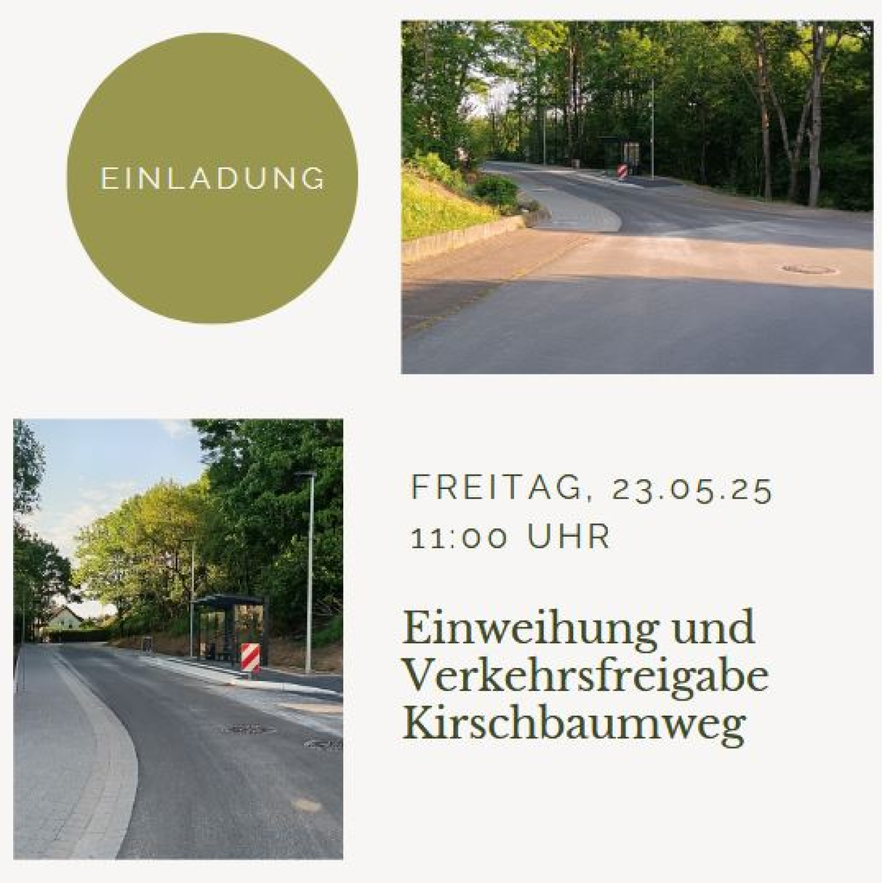 Einladung zur Einweihung des Kirschbaumweges.