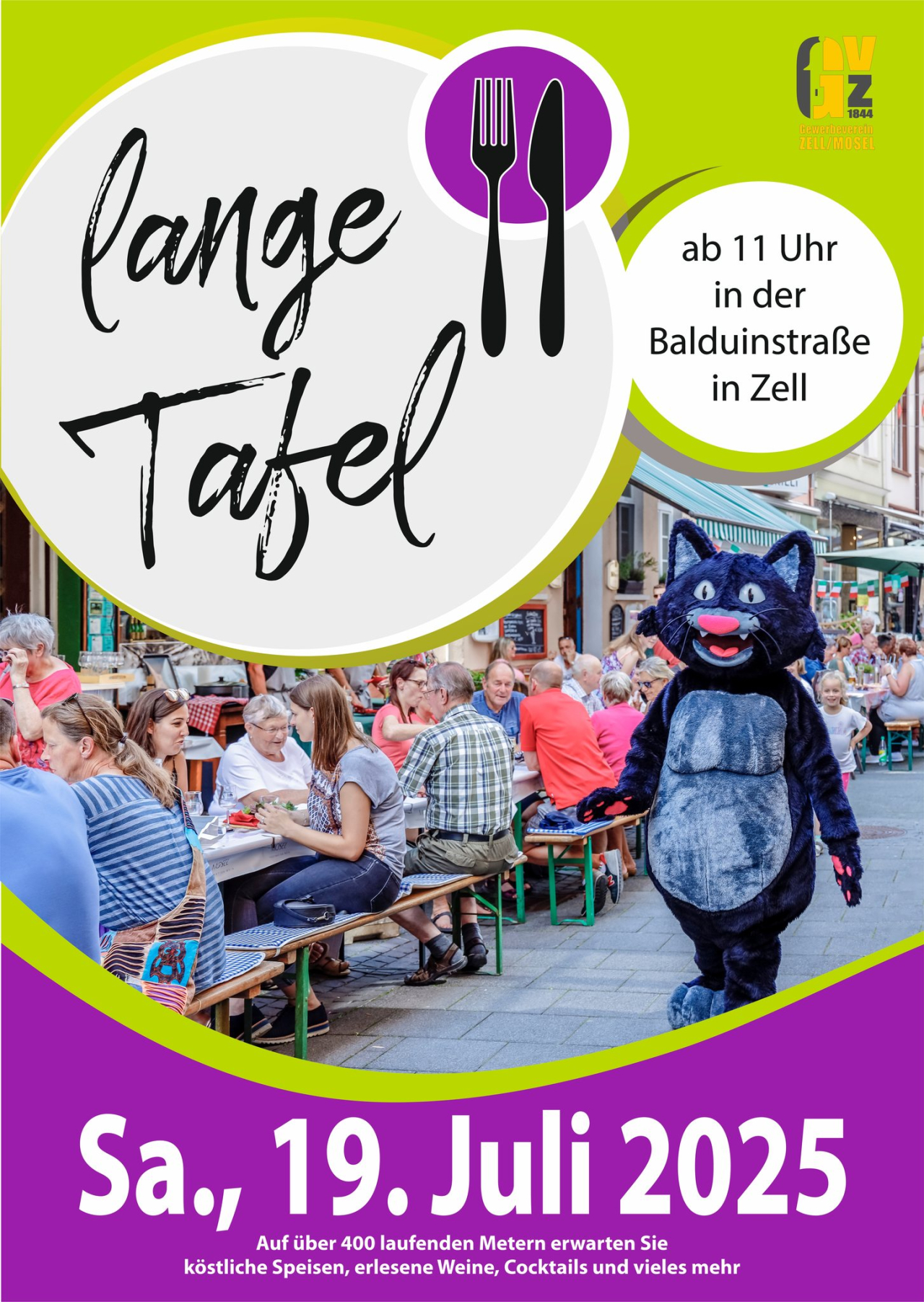 Plakat zur langen Tafel 2025 in Zell Mosel.
