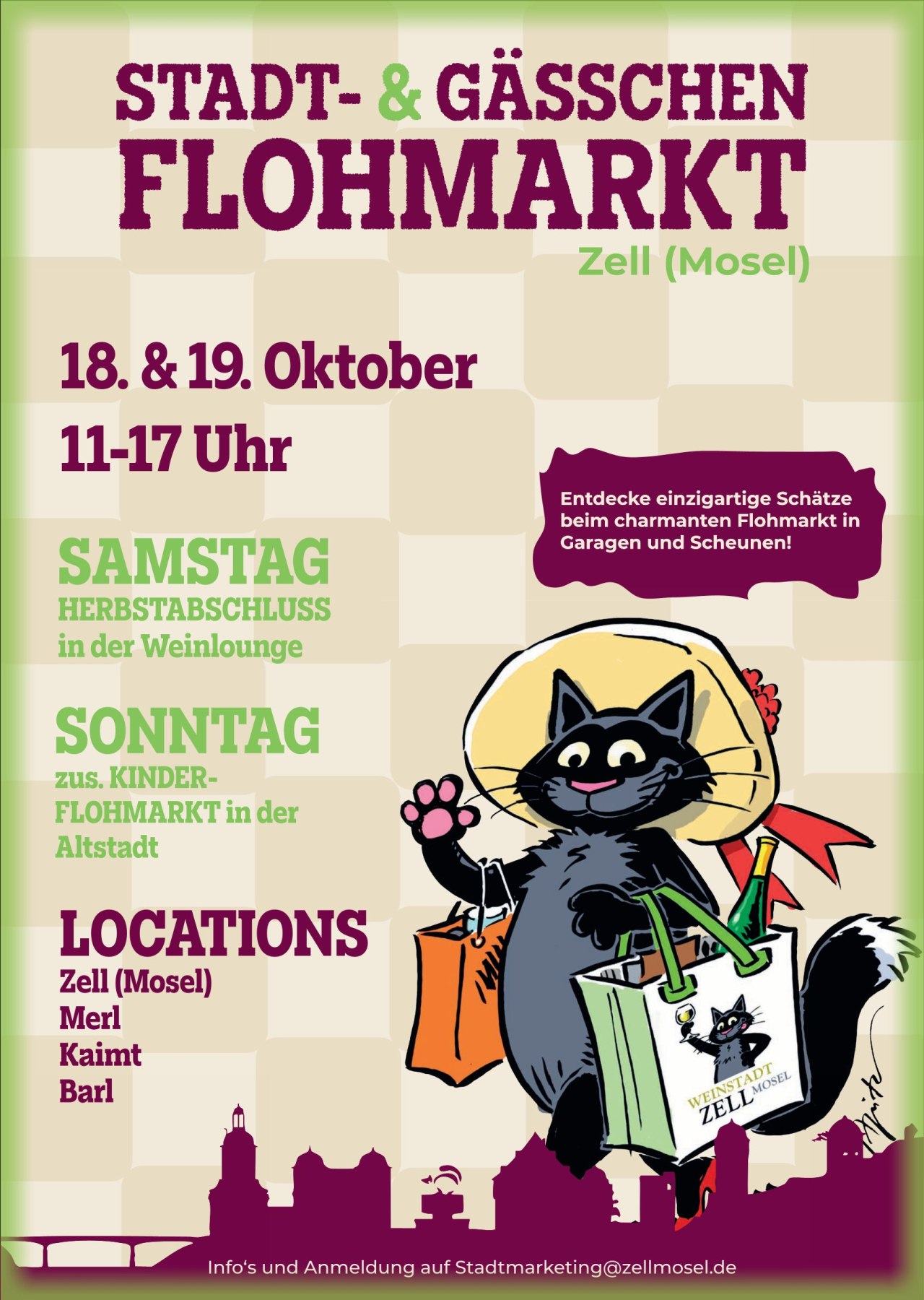 Plakat Stadt- und Gässchenflohmarkt in Zell 2025.