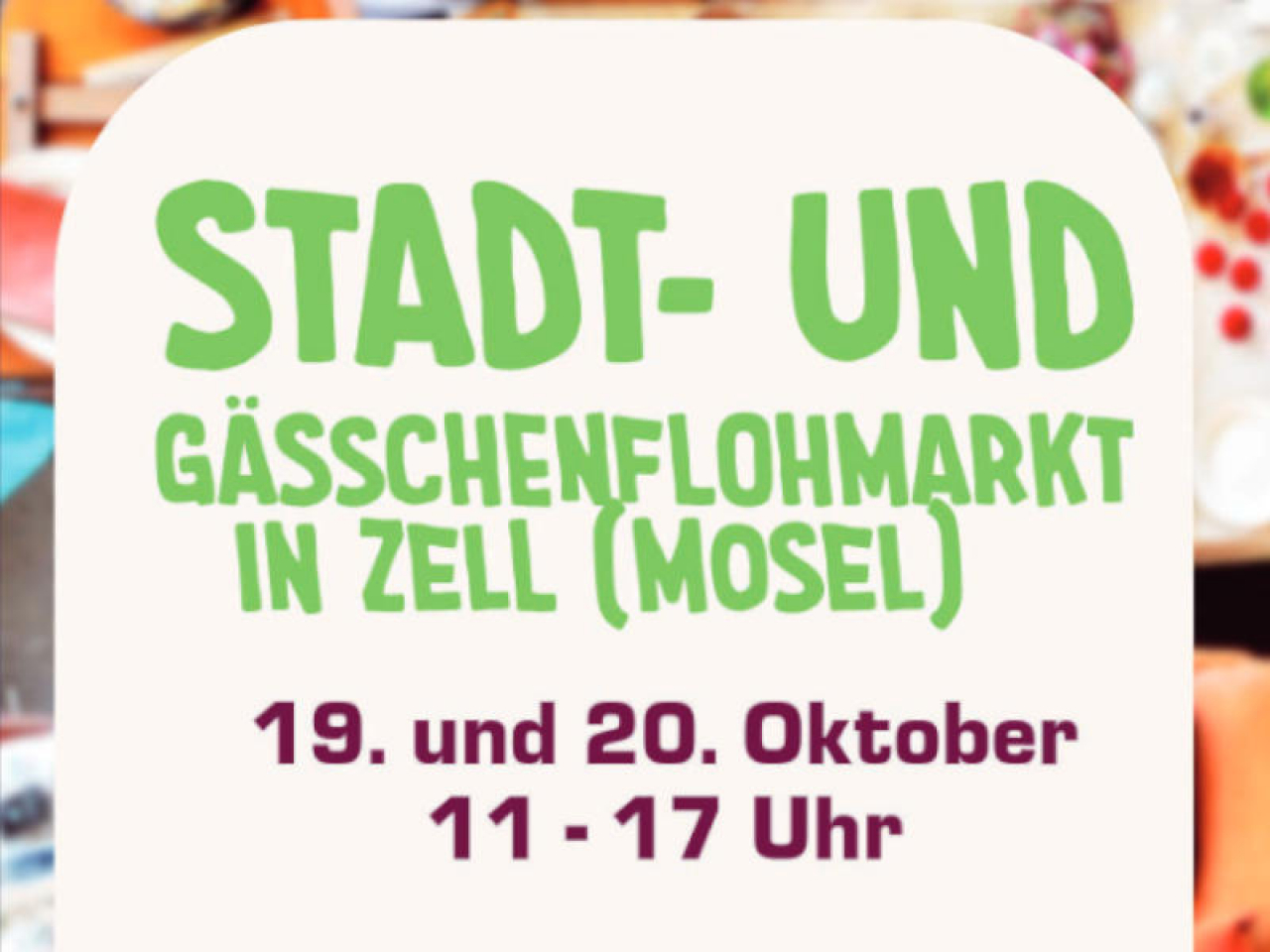 Vorschaubild zum Stadt- und Gässchenflohmarkt in Zell Mosel 2024.