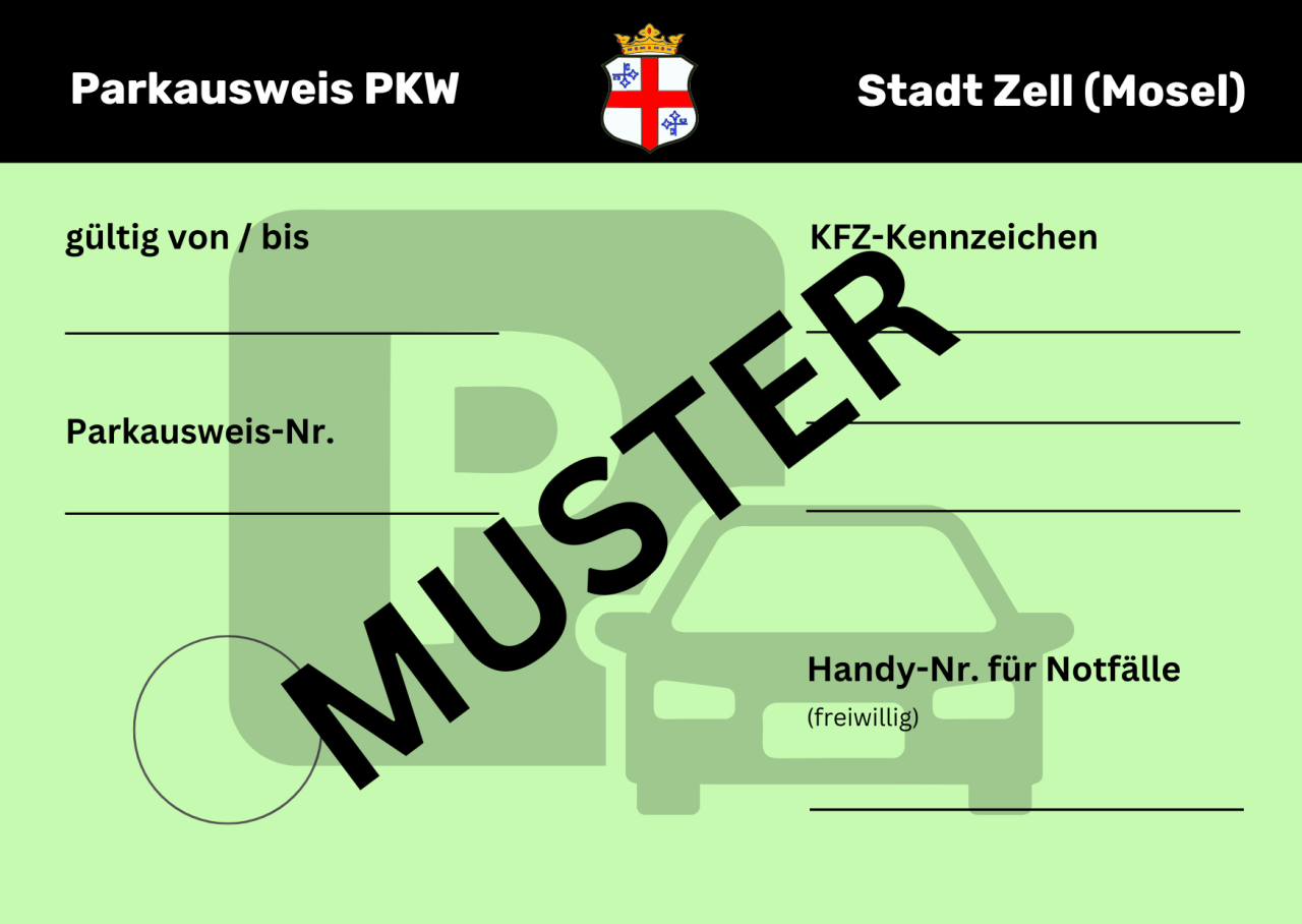 Muster Parkausweis Zell Mosel 2026.